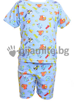 Детска пижама - къс ръкав, къси панталони Angry Birds (7-13г.)